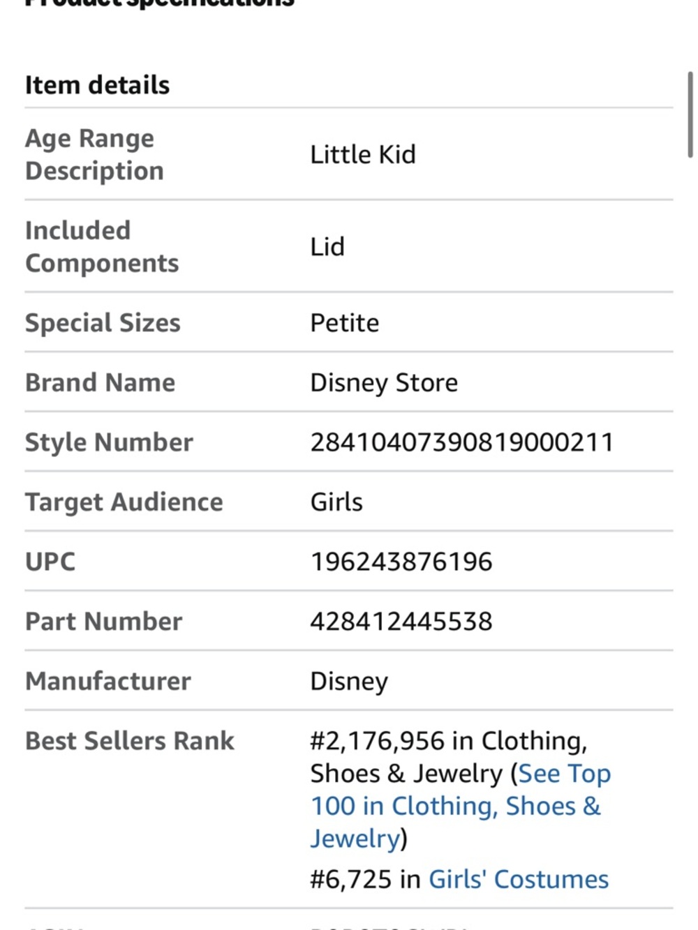 💜💚NWT DISNEY LITTLE PRINCESS LITTLE MERMAID COSTUME SIZE 5T - Picture 6 of 15